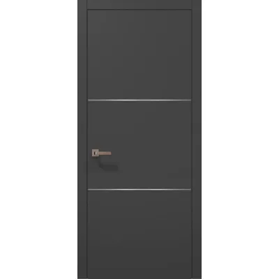 Міжкімнатні Двері Папа Карло Plato PL-23 темно-сірий супермат ПВХ плівка-0