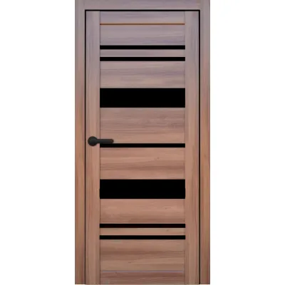 Межкомнатные Двери Portalino Doors PL-PVC-04 Черное стекло ПВХ плёнка-1
