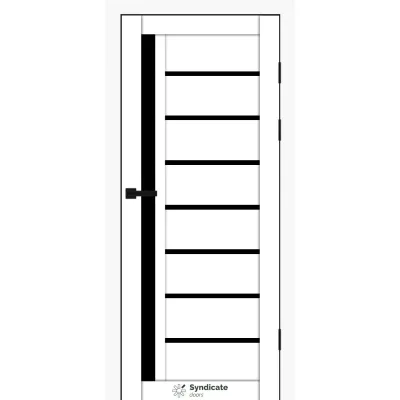 Межкомнатные Двери Syndicate Doors SD-PVC-101 белый Черное стекло ПВХ плёнка-0