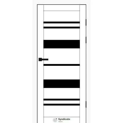 Межкомнатные Двери Syndicate Doors SD-PVC-104 белый Черное стекло ПВХ плёнка-0
