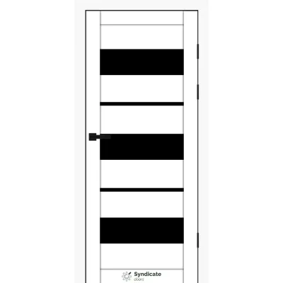 Межкомнатные Двери Syndicate Doors SD-PVC-105 белый Черное стекло ПВХ плёнка-0