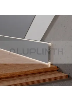 Плинтус алюминиевый 2в1 скрытого монтажа LED 80х12х2700 мм ALU-LED8012P (Без покрытия) + ALU-LED8012V (Анод) Kluchuk