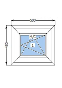Окно, 500*450 мм, цвет белый, WDS 6S, 70 мм, пакет двухкамерный 40 мм, Харьков