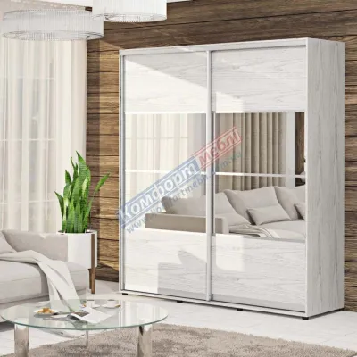 Шкаф-купе 1 м Комфорт "Модель 8" двухдверный дуб беленый-0