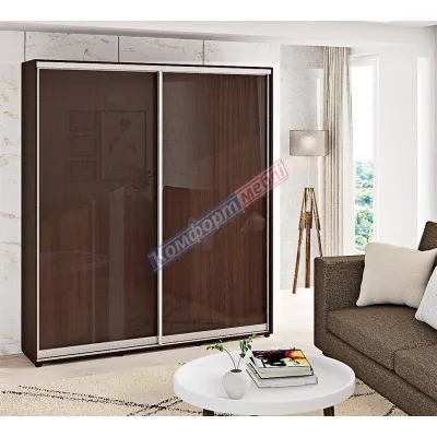 Шкаф купе 140 см Комфорт "ДСП" глянец двухдверный венге-0