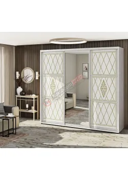 Шафа-купе 2100 мм Комфорт "Венеція" глянець 3 дверна білений дуб