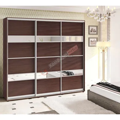 Шкаф купе 2.2 метра Комфорт "Модель 5" трехдверный цвет венге-0