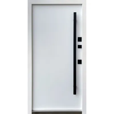 Входные Двери Qdoors Стрит Арт металл RAL8019 песок/МДФ белая шагрень-1