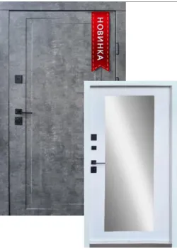 Двері Ультра Міроу мрамор темний біла емаль + дзеркало Qdoors