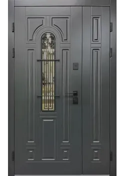 Двері Sarmak Елегант Термо Лучія ArWood RAL 7016/ПВХ біле дерево 1200