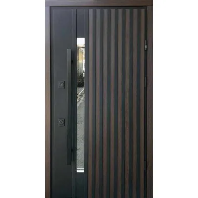 Входные Двери Страж Rio-S Loft/DMD 120 с ручкой-трубой Дуб темный//Белый атлас-1