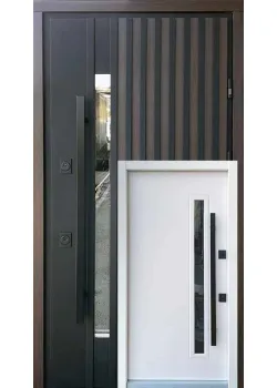 Двері Страж Rio-S Loft/DMD 120 з ручкою-трубою Дуб темний/Білий атлас 