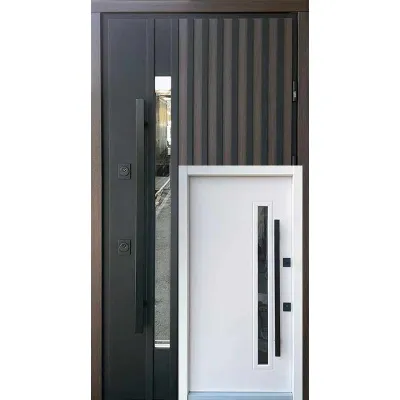 Входные Двери Страж Rio-S Loft/DMD 120 с ручкой-трубой Дуб темный//Белый атлас-0