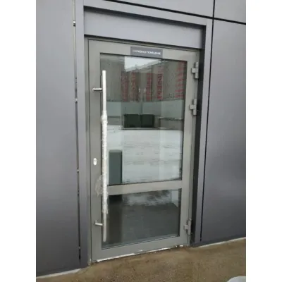 Алюминиевые двери Alulight W76 поворотные с фрамугой 1100 x 2300 мм-1
