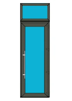 Алюмінієві двері Alulight W76 поворотні з фрамугою 1100 x 2300 мм