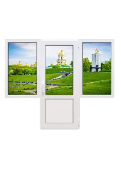 Балконний блок Epsilon Comfort з двома вікнами і поворотно-відкидними дверима 2300 x 2100 мм