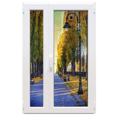 Металлопластиковые двери Glasso 5S полуторные с поворотно-откидной створкой 1200 x 2100 мм-0