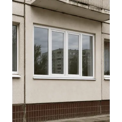 Металлопластиковое окно REHAU EURO 60 четырехстворчатое с двумя поворотно-откидными створками 3100x1400 мм-2