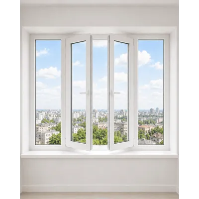 Металлопластиковое окно REHAU EURO 60 четырехстворчатое с двумя поворотно-откидными створками 3100x1600 мм-0