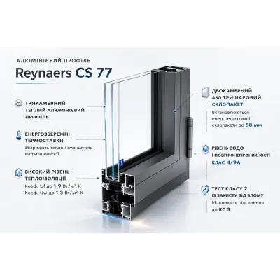 Алюминиевая параллельно раздвижная система Reynaers CS 77 с теплоизоляцией 3000*2500 мм-2