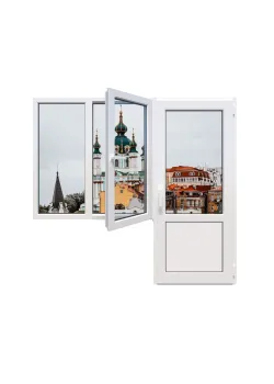Балконний блок Veka Softline з двостулковим вікном і поворотно-відкидною стулкою 1900 x 2000 мм