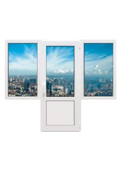 Балконний блок Veka Softline 82 з двома вікнами і поворотно-відкидними дверима 2300 x 2100 мм
