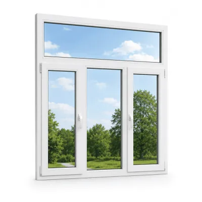 Металлопластиковое окно VEKA Softline трёхстворчатое с фрамугой 2200 x 2100 мм-0