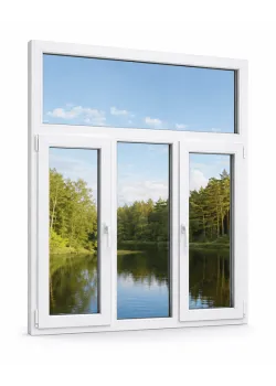 Металлопластиковое окно VEKA Softline 82 трёхстворчатое с фрамугой 2200 x 2100 мм