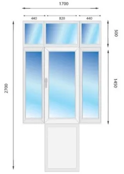 Металопластикові двері WDS 7S з фрамугою 1700 x 2700