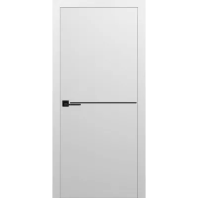 Межкомнатные Двери Plato Line PTL-03 белый матовый (декор с алюминия черного цвета) Darumi Ламинатин-0