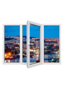 Металлопластиковое окно Rehau Euro 70 трёхстворчатое с поворотно-откидной створкой 1900 x 1300 мм