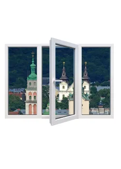 Металлопластиковое окно Steko IDEAL 2000 трёхстворчатое с поворотно-откидной створкой 1900 x 1300 мм