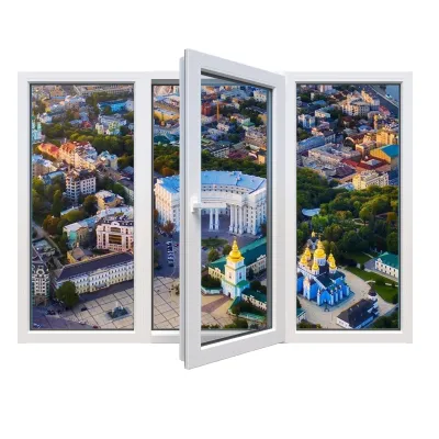 Металлопластиковое окно Viknaroff Fenster 500 трёхстворчатое с поворотно-откидной створкой 1900 x 1300 мм-0