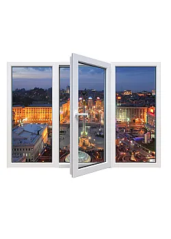 Металлопластиковое окно WDS 5S трёхстворчатое с поворотно-откидной створкой 1900 x 1300 мм