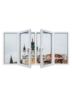 Металопластикове вікно Veka Softline чотиристулкове з двома поворотно-відкидними стулками 2400 x 1500 мм