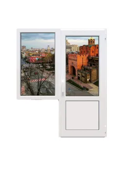Балконный блок Aluplast Ideal 2000 с глухим окном и поворотно-откидной дверью 1800 x 2100 мм