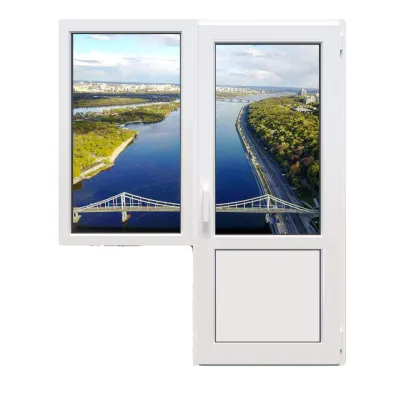 Балконный блок Glasso 85 с глухим окном и поворотно-откидной дверью 1800 x 2100 мм-0