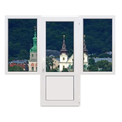 Балконный блок Steko IDEAL 2000 с двумя окнами и поворотно-откидной дверью 2300 x 2100 мм-0