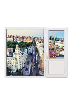Балконный блок Salamander BluEvolution 82 с глухим панорамным окном в пол 2100 x 2000 мм