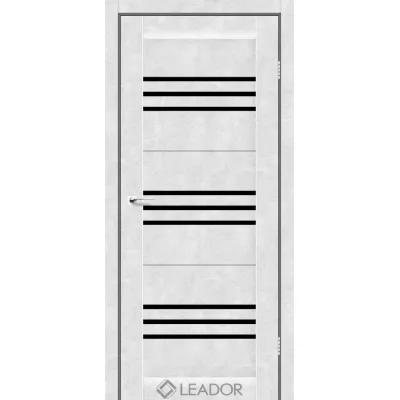 Міжкімнатні Двері Leador Doors Sovana білий бетон Чорне скло ПВХ плівка-0