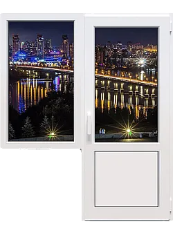 Балконный блок REHAU EURO 60 с глухим окном и поворотно-откидными дверями 1700 x 2100 мм