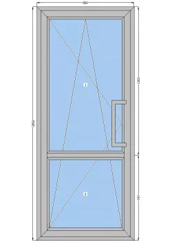 Алюмінієві двері ALUMIL S77 SD77 одинарні зі склопакетом 860-2050 мм