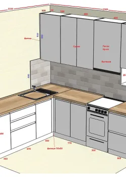 Кутова кухня на замовлення з МДФ Білий мат, Дуб Небраска №2 02.10.2023