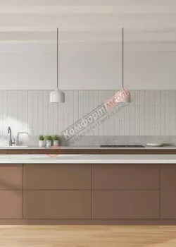 Модульна кухня 5,6 м пряма з кухонним островом Капучіно Еко Komfortmebli