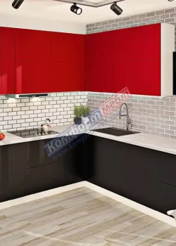 Модульна кухня 2,9х2,4 м кутова Червоний, Чорний Еко Komfortmebli