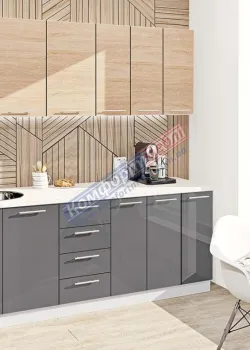 Модульна кухня 2,1 м пряма Графіт (антрацит), Дуб сонома Еко Komfortmebli