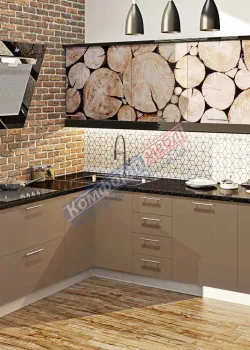 Модульна кухня 2,6х2,1 м з кольоровим друком кутова Медовий Хай-тек Komfortmebli