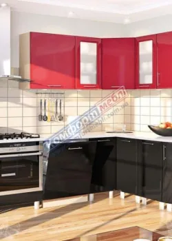 Модульна кухня 3.1 х 1.7 м кутова Червоний, Чорний Хай-тек Komfortmebli