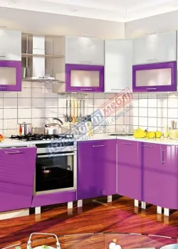 Модульна кухня 300 см х 170 см кутова Білого кольору, Бузок Хай-тек Komfortmebli