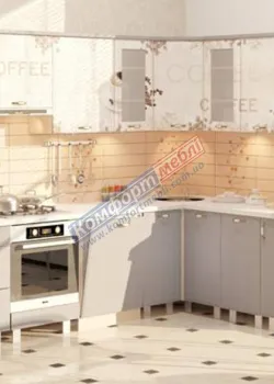Модульная кухня 3,1х1,7 м угловая с цветной печатью Металлик Хай-тек Komfortmebli